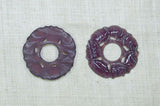 Vintage Glass Cabochons, Striated Amethyst Donuts