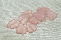Vintage Glass Cabochons, Frosted Pink Leaves
