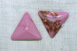 Vintage Glass Cabochons, Opaque Pink Triangle