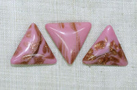 Vintage Glass Cabochons, Opaque Pink Triangle