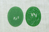 Vintage Glass Cabochons, Jade Green Floral Oval