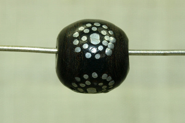 Black Coral Beads with Silver Inlay