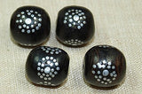 Black Coral Beads with Silver Inlay