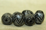 Large Yemeni Black Coral Prayer Bead with Silver Inlay