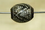 Large Yemeni Black Coral Prayer Bead with Silver Inlay