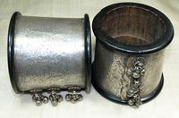 Pair of Ebony and Sterling Cuffs
