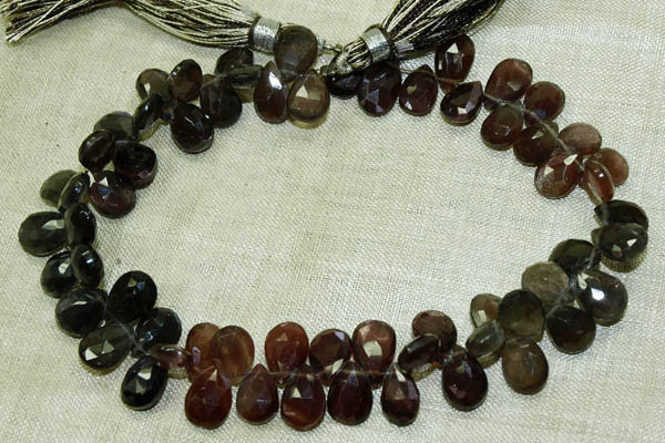 Strand of Red and Grey Labradorite Tear Drops