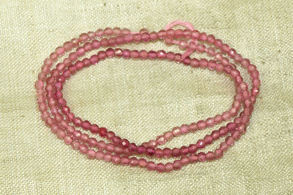 Tiny Faceted Round Pink Tourmaline Beads