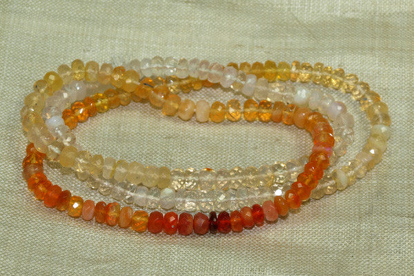 Faceted Mexican Fire Opal Rondelles
