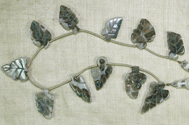 Mossy Green Agate "Leaf" Beads