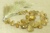 Golden Rutilated Quartz Teardrops
