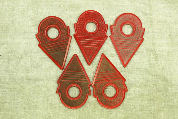 Set of 5 Red Tuareg Glass "Keys"