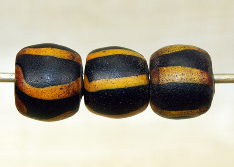 Black and Yellow Venetian Glass Bead