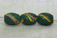 Venetian Green Striped Swirl Bead