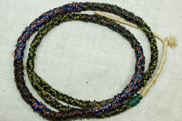 Small, Mixed Eja beads - Blue and Red, Black and Yellow, Green