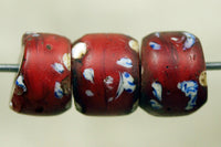 Fancy Flower Red Venetian White Heart Bead
