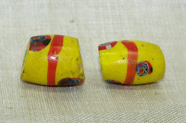 Pair of Yellow Antique Venetian Beads
