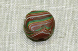 Brown Tabular Bead with Feathering