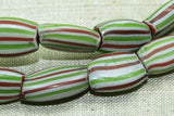 Venetian Watermelon Glass Beads, Red, Green, White