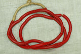 "Elbow" Glass Beads, Light Red Strand