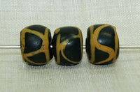 Antique Black and Yellow Venetian Glass Beads
