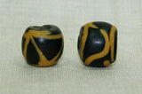 Antique Black and Yellow Venetian Glass Beads
