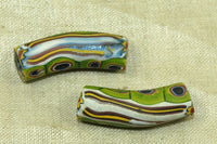 Very cool Antique Green Millefiori Elbow Bead