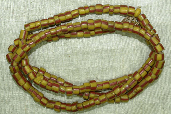 Antique Yellow and Red Venetian Beads