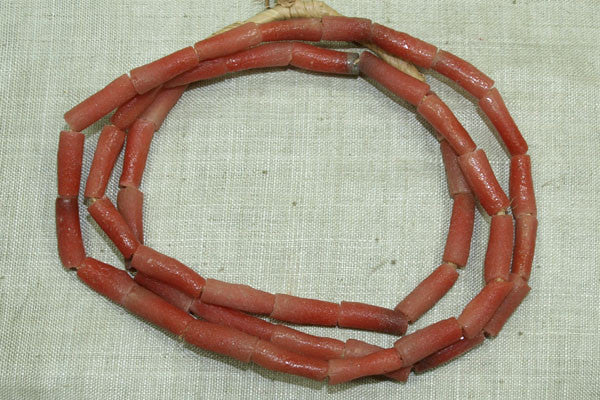 Coral Color Glass Tube "Sand" Beads