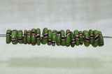 20 Antique Eja Beads, Green with Stripes