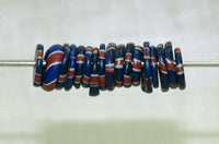 20 Antique Eja Beads, Small Blue with Stripes
