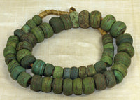 Strand of Old Green Hebron Glass Beads