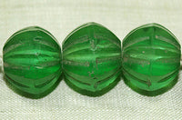 Green Bohemian Glass Beads