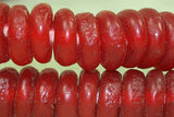 New Red Glass "donut" beads from Ghana