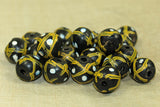 Antique Venetian Black and Yellow Lattice Bead