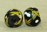 Antique Venetian Black and Yellow Lattice Bead