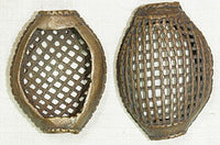 Large Basket-Shaped Brass Bead from Ghana
