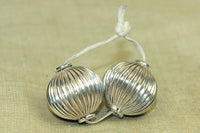 Pair of Antique Silver fluted Beads from India