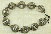 Shiny Antique Silver Fluted Beads from India