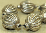 Shiny Antique Silver Fluted Beads from India