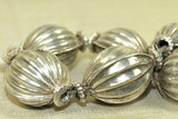 Shiny Antique Silver Fluted Beads from India