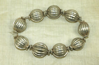 Shiny Antique Silver Fluted Beads from India