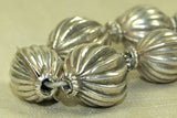 Antique Silver Fluted Beads from India