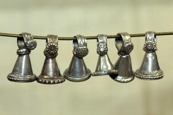 Set of six Indian Silver Cone-Drops