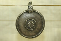 Large New Silver Disc Pendant from India