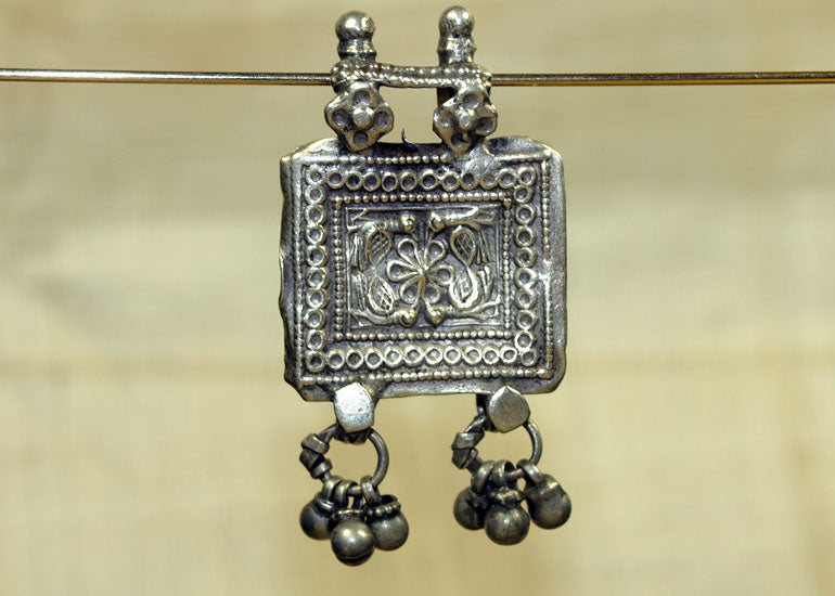 Handmade Silver with Blue Sapphire Stone Ghau / Pendant / Prayer Box from  Patan, Nepal