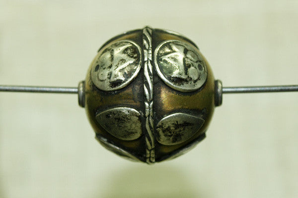 Large Silver and Brass Bead from India