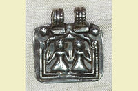 Two Goddesses Silver Amulet from India