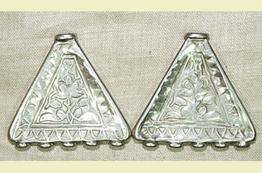 Pair of Antique Silver 5-Strand Cones from India