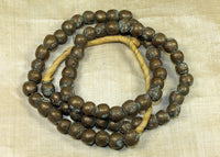 Strand of Antique Solid Brass Rounded Beads from Nigeria